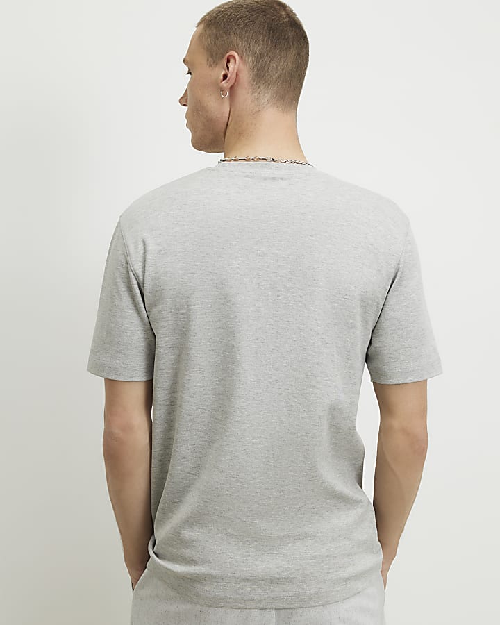 Grey Slim Fit Crew Neck Lightweight T-Shirt
