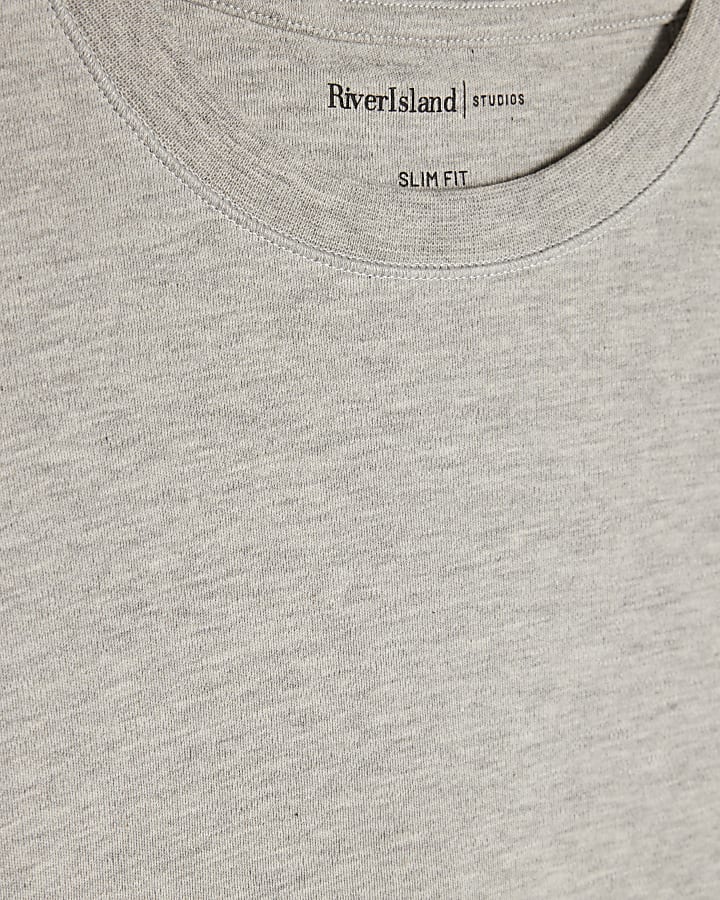 Grey Slim Fit Crew Neck Lightweight T-Shirt