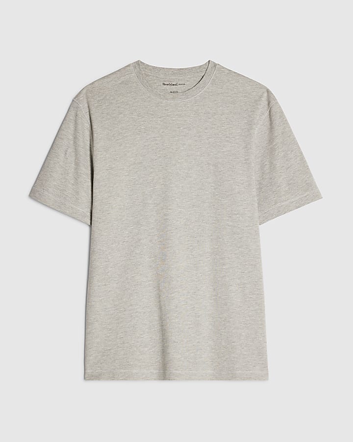 Grey Slim Fit Crew Neck Lightweight T-Shirt