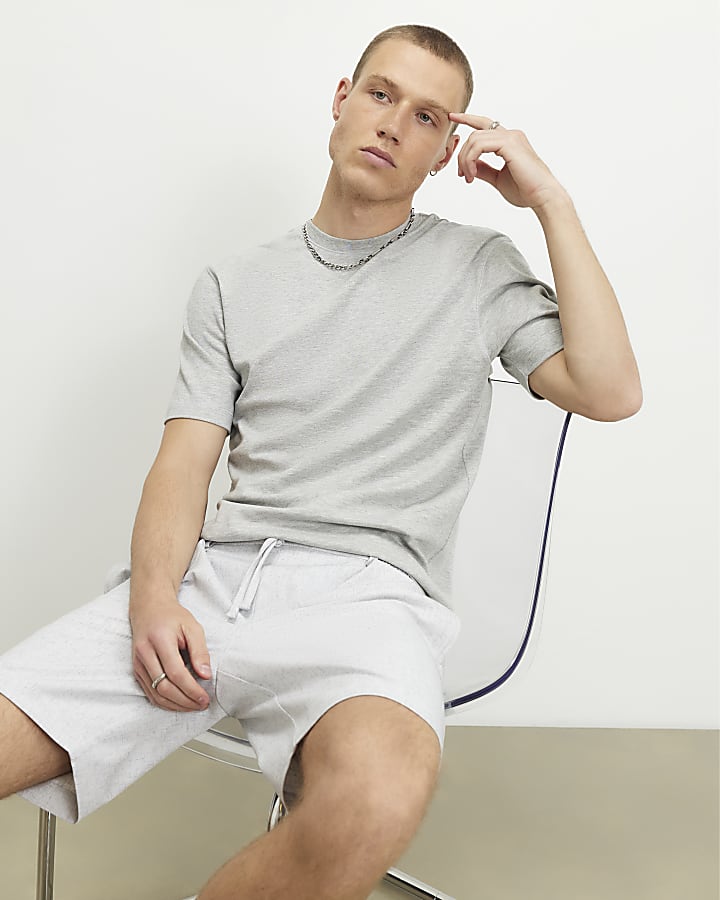 Grey Slim Fit Crew Neck Lightweight T-Shirt