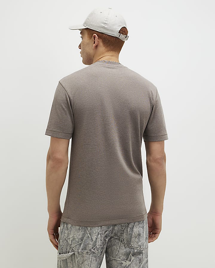 Brown Slim Fit Crew Neck T-Shirt