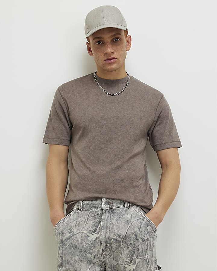 Brown Slim Fit Crew Neck T-Shirt