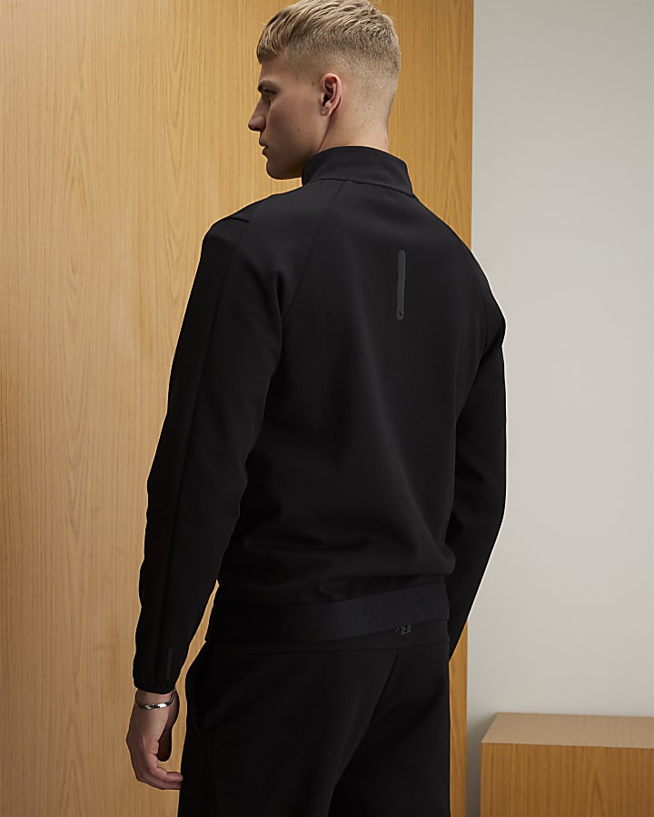 Black RXR Zip Through Funnel Neck Sweatshirt