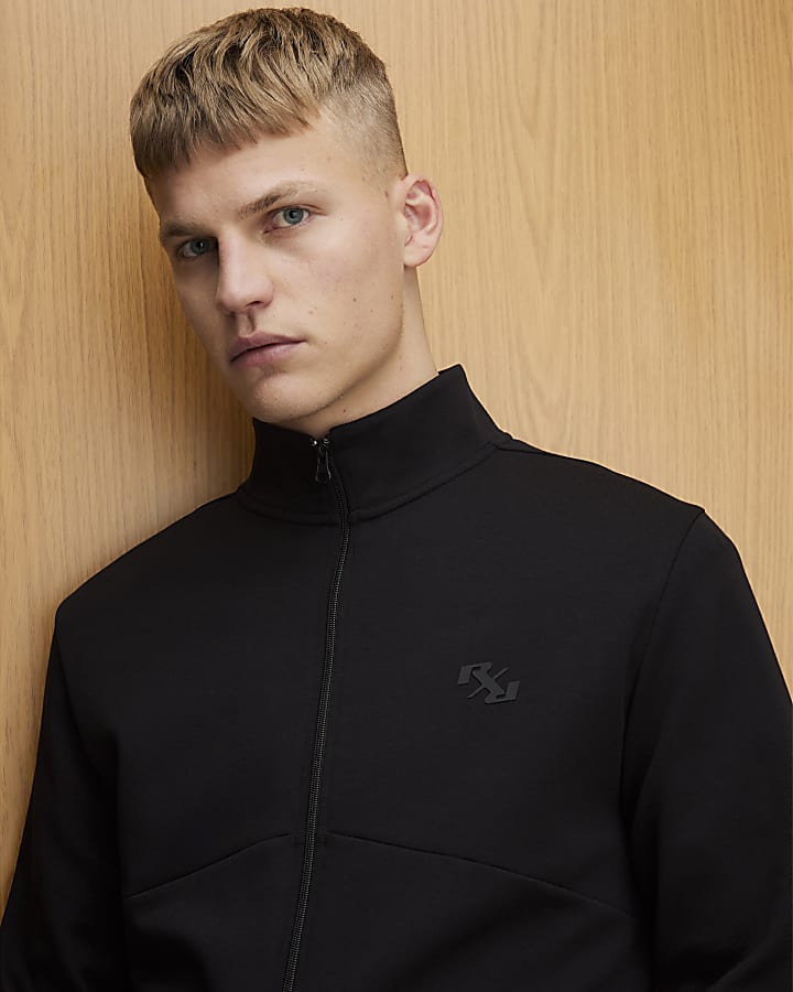 Black RXR Zip Through Funnel Neck Sweatshirt