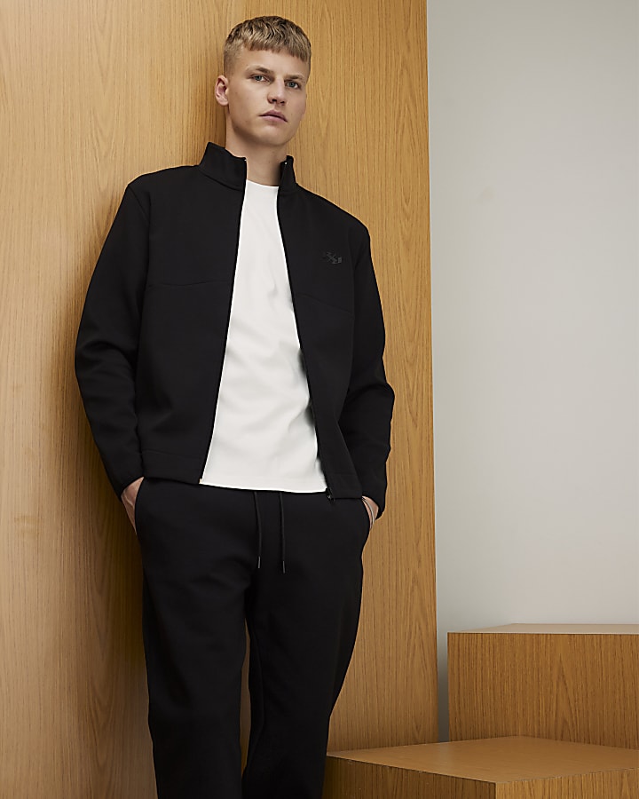 Black RXR Zip Through Funnel Neck Sweatshirt
