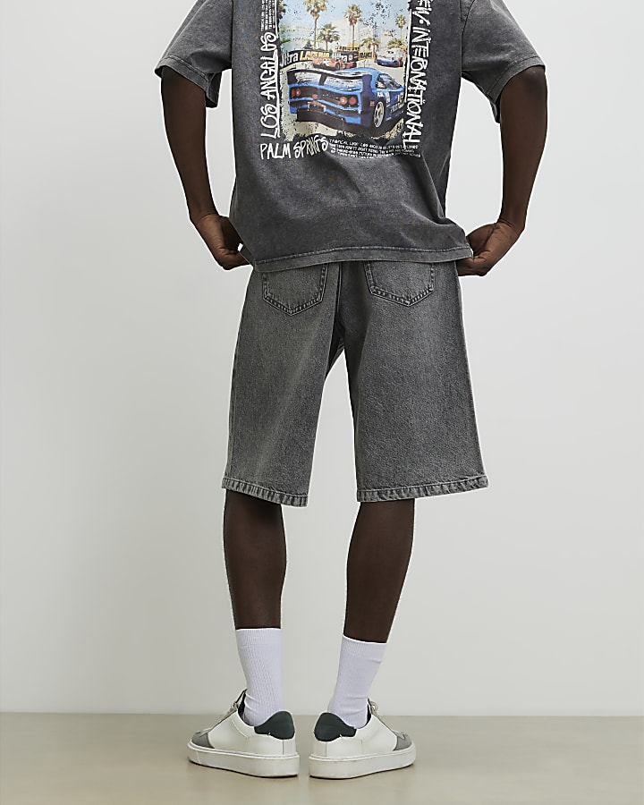 Grey Washed Denim Jort