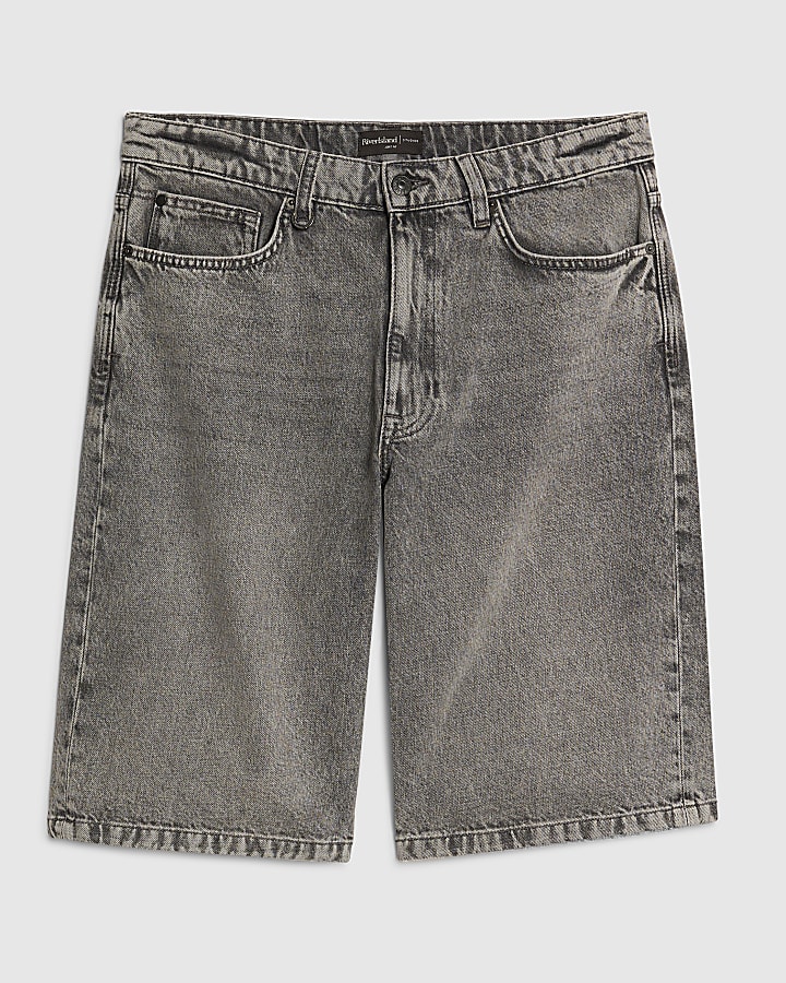 Grey Washed Denim Jort