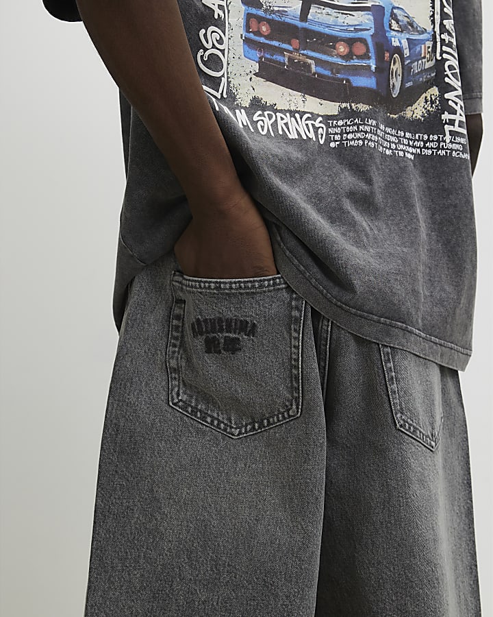 Grey Washed Denim Jort