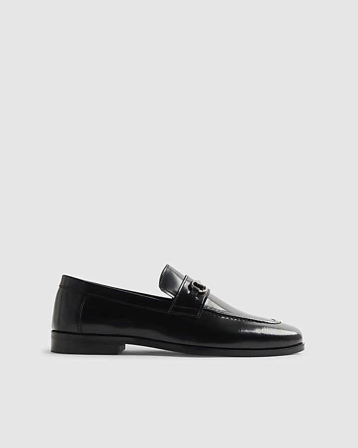 Black Leather Snaffle Loafers