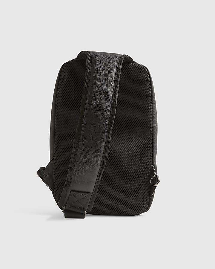 Black Textured Faux Leather Cross Body Bag