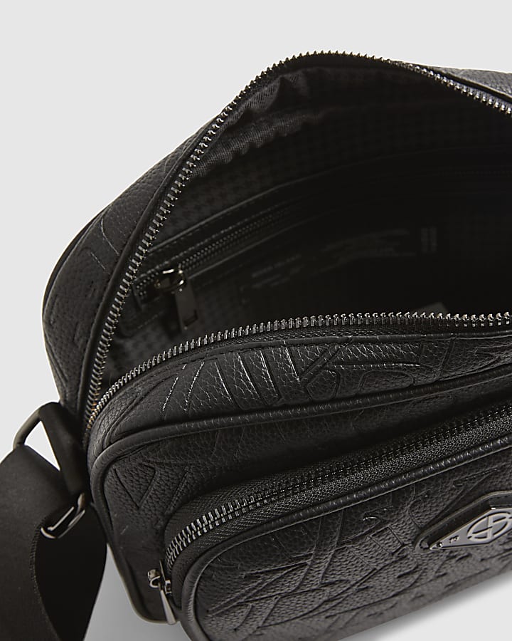 Black Monogram Embossed Cross Body Bag