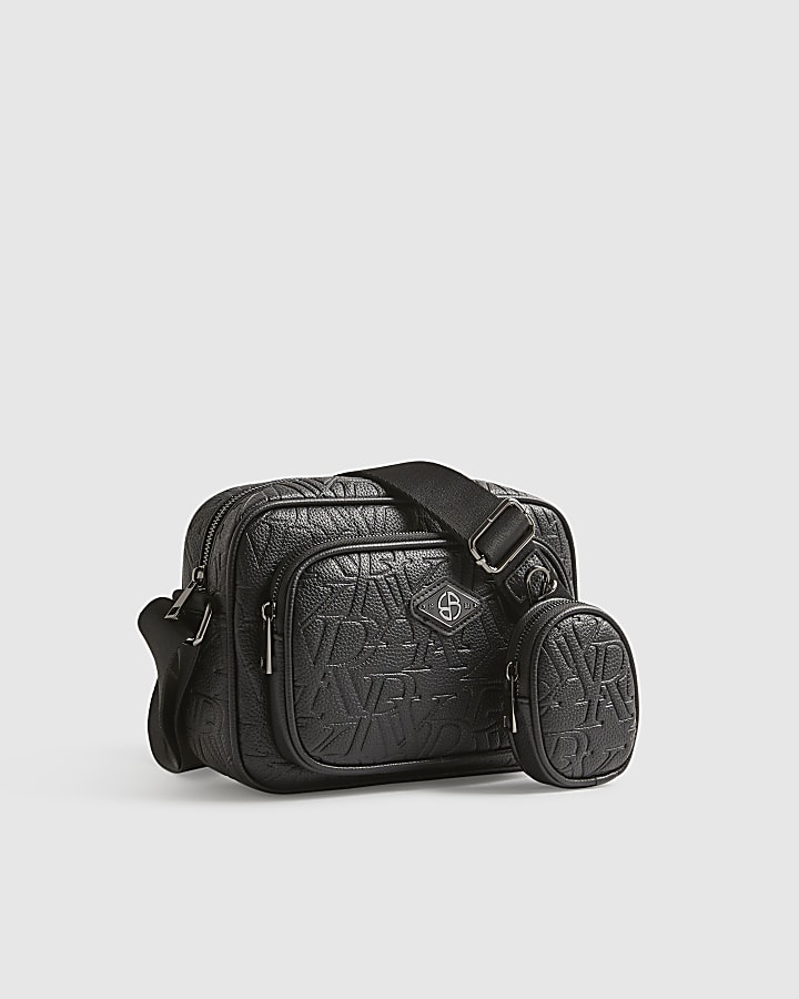 Black Monogram Embossed Cross Body Bag