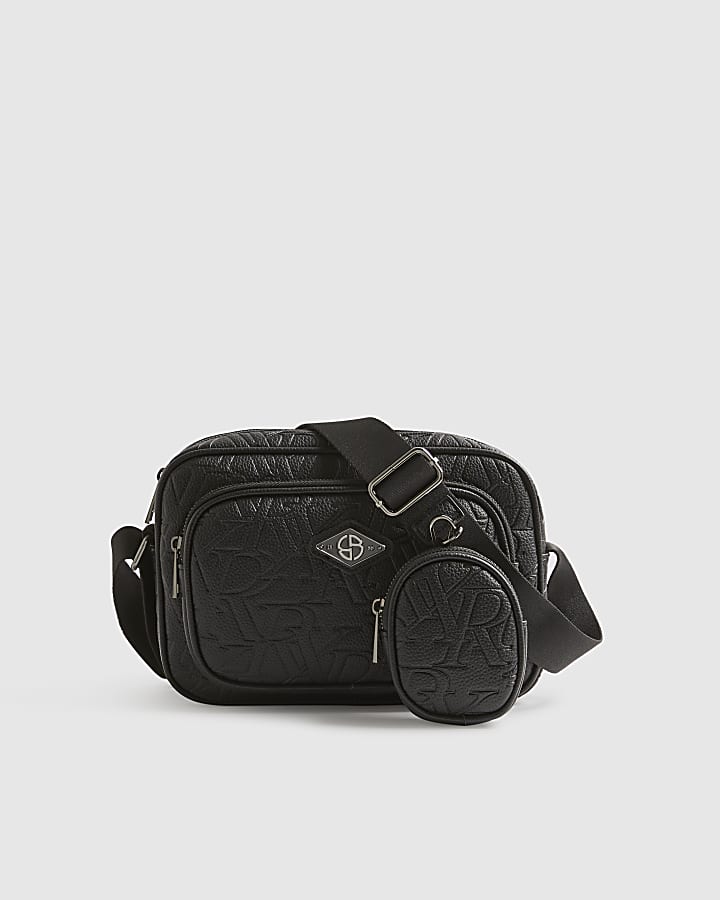 Black Monogram Embossed Cross Body Bag