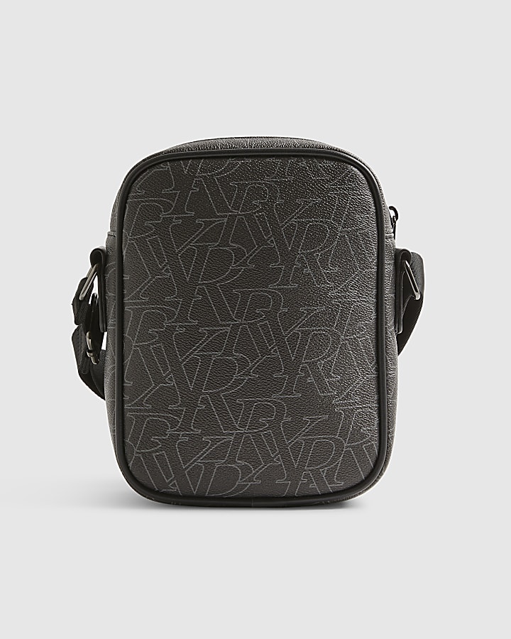 Black Faux Leather Monogram Laddy Bag