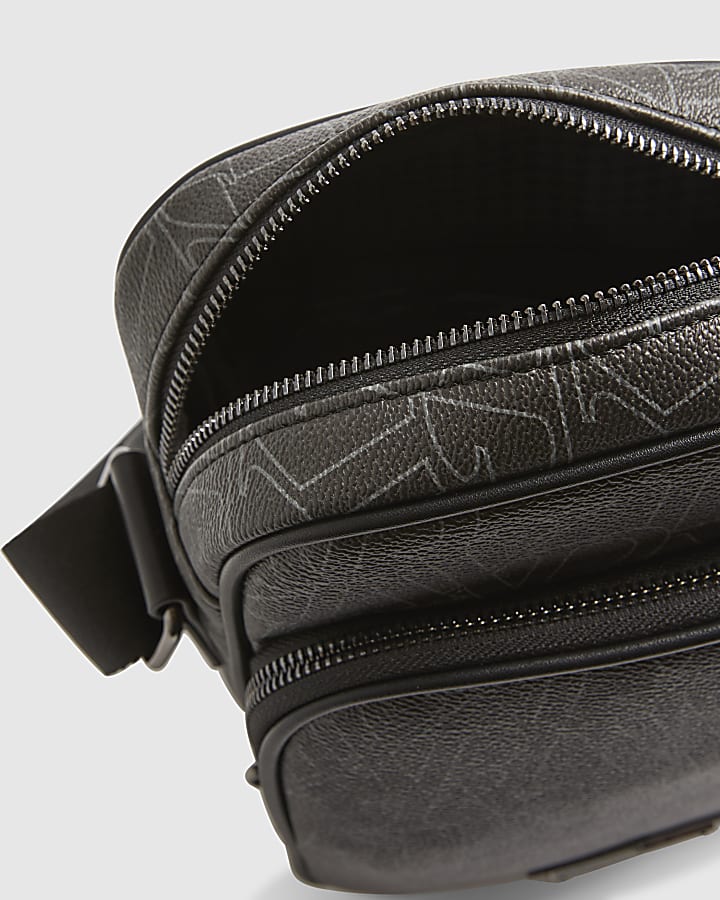 Black Faux Leather Monogram Laddy Bag