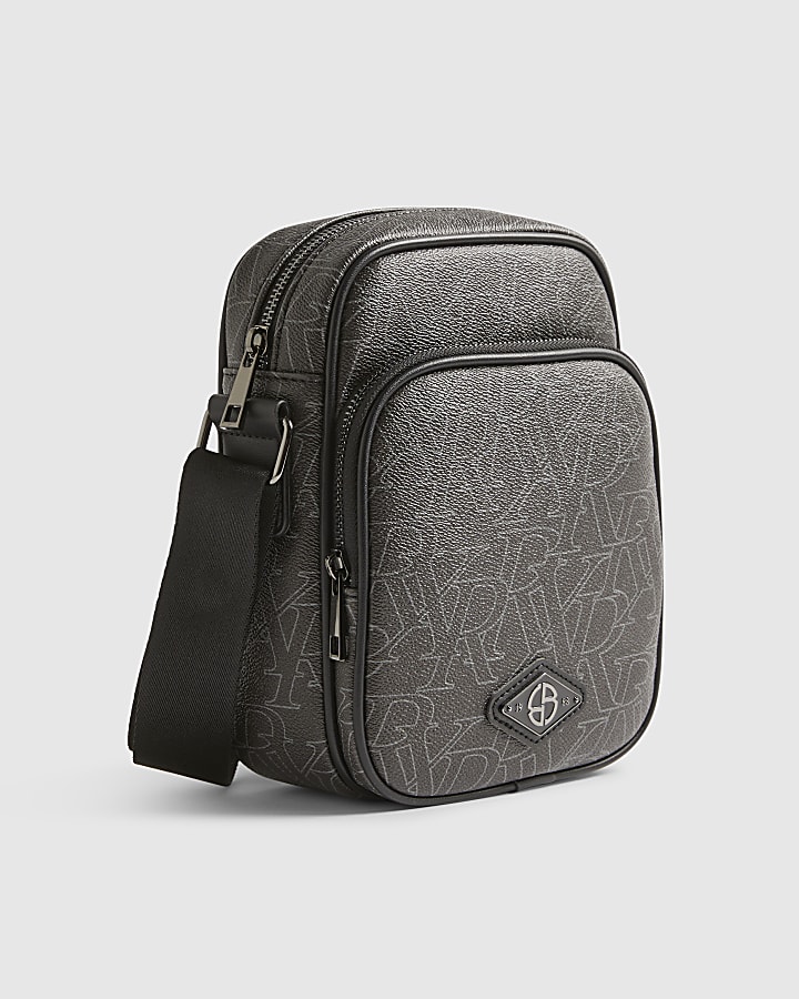 Black Faux Leather Monogram Laddy Bag