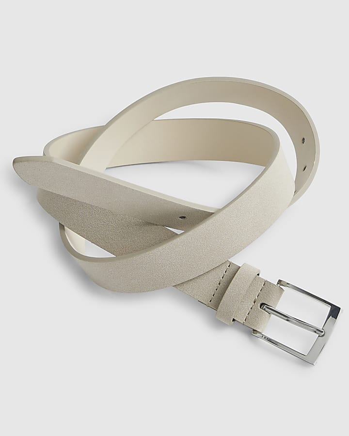 Cream Faux Suede Belt