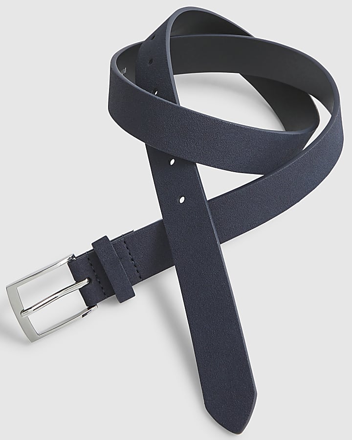 Navy Faux Suede Belt