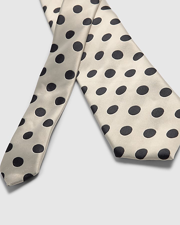 Cream Polka Dot Tie