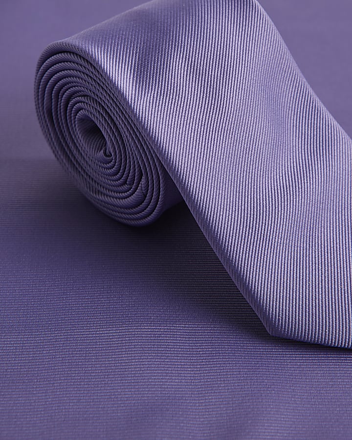 Purple Twill Tie And Handkerchief Set