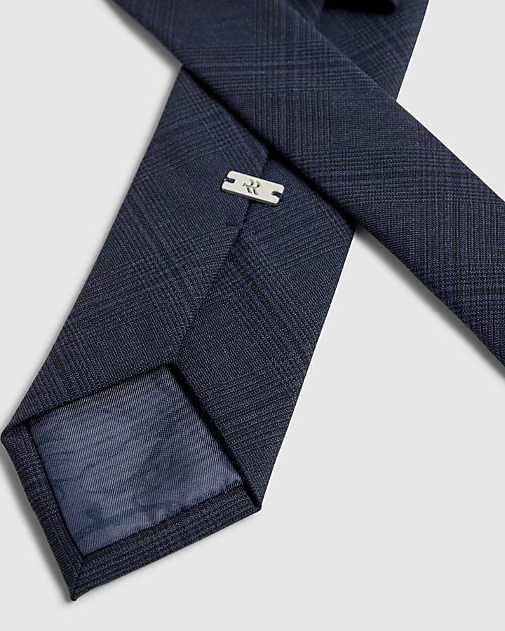 Navy Check Tie