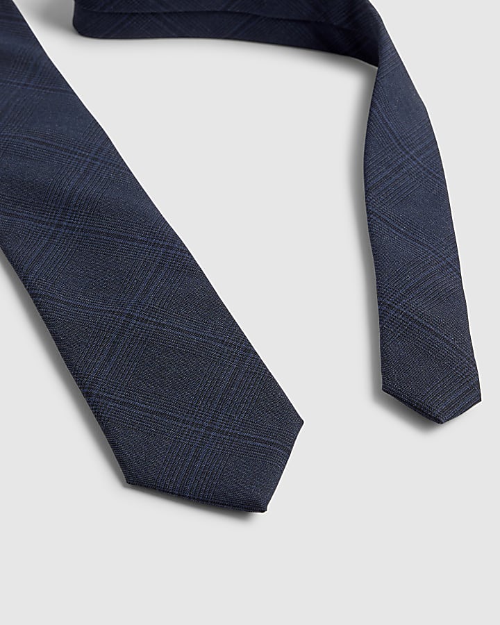 Navy Check Tie