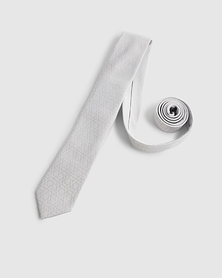 Grey Geometric Tie