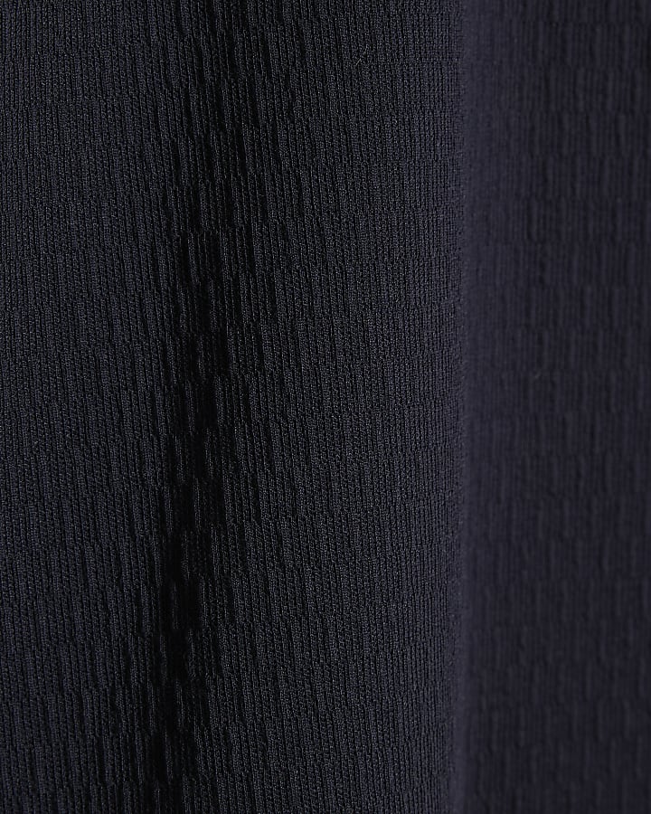 Navy Slim Fit Textured Tipped Baseball Top