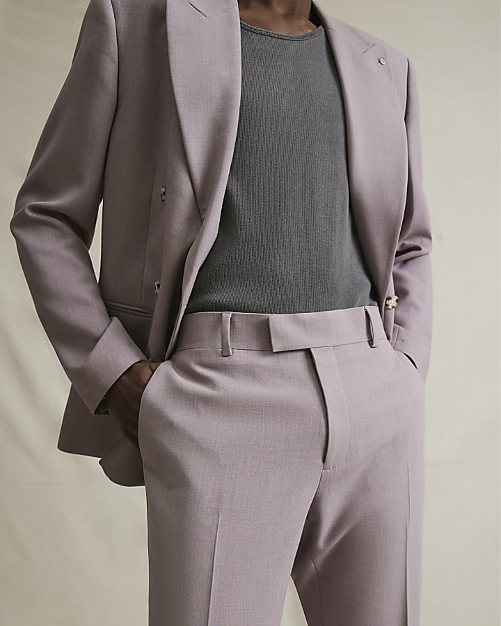 Purple Slim Fit Suit Trousers