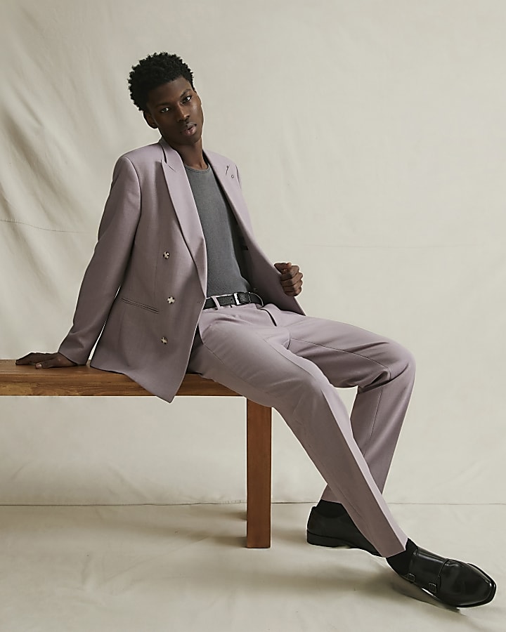 Purple Slim Fit Suit Trousers