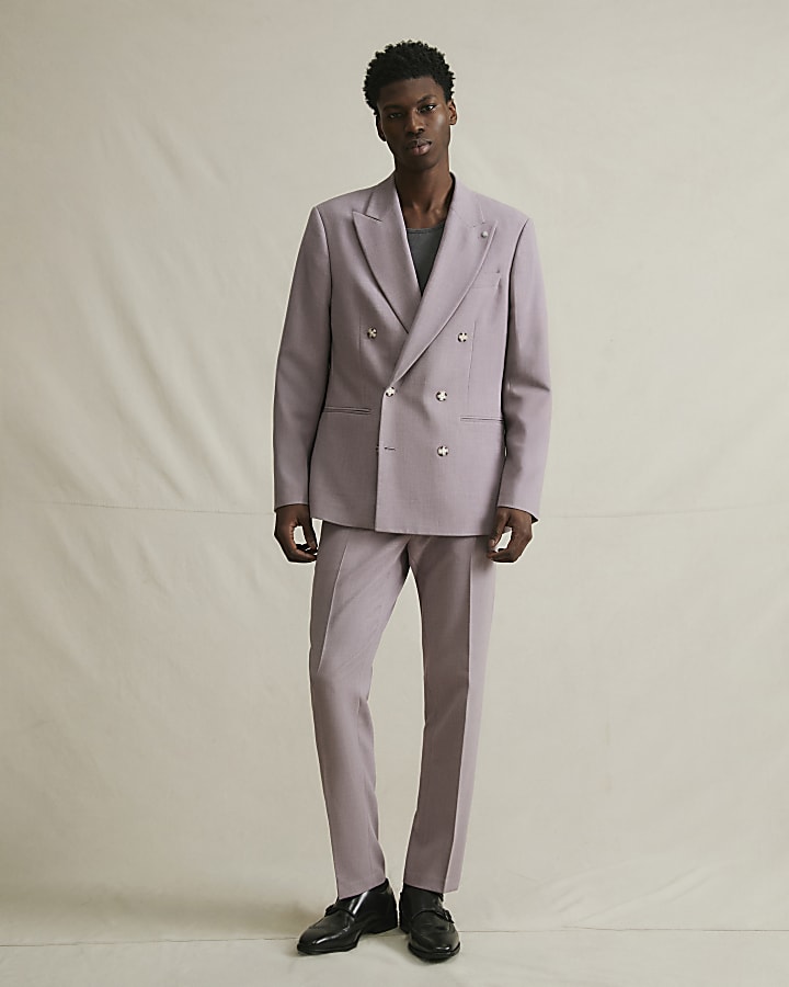Purple Slim Fit Suit Trousers