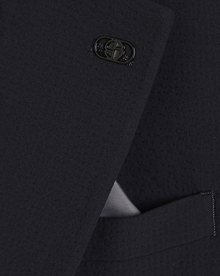 Navy Slim Fit Seersucker Suit Jacket