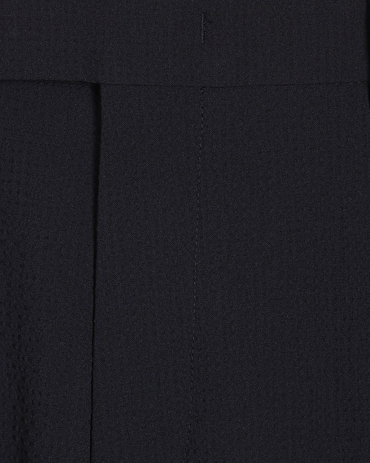 Navy Slim Fit Seersucker Suit Trousers