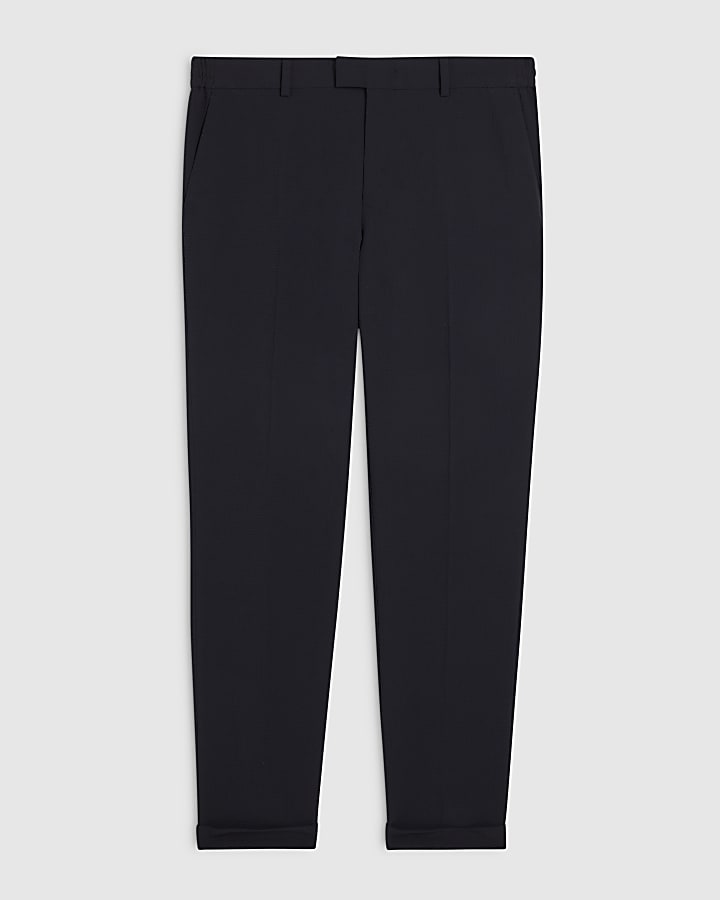 Navy Slim Fit Seersucker Suit Trousers