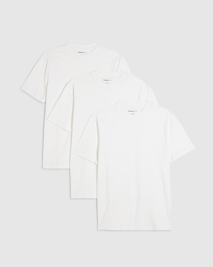 White Slim Fit Pack Of 3 T-Shirts