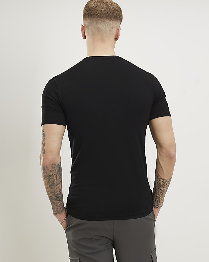 Black Muscle Fit Pack Of 3 T-Shirts