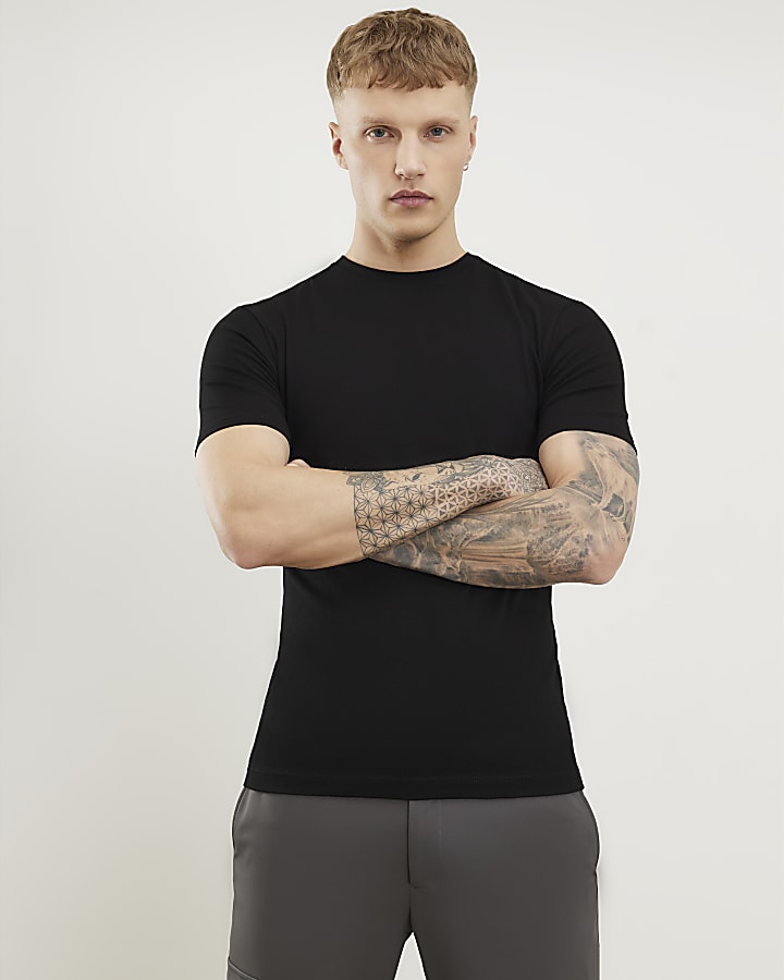 Black Muscle Fit Pack Of 3 T-Shirts