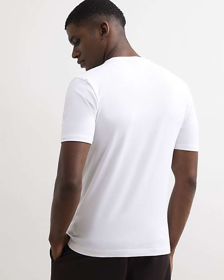 White Muscle Fit Cotton T-Shirt 3 Pack