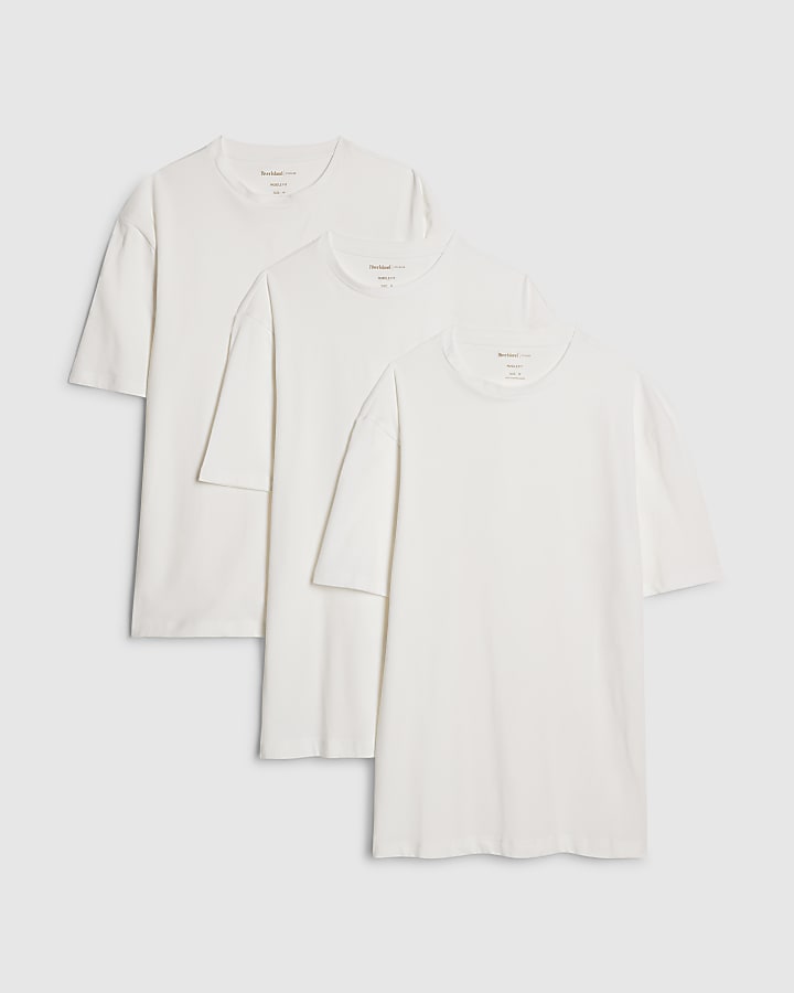 White Muscle Fit Pack Of 3 T-Shirts