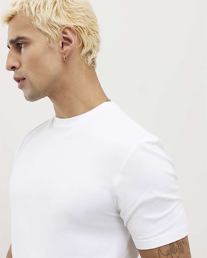 White Muscle Fit Pack Of 3 T-Shirts