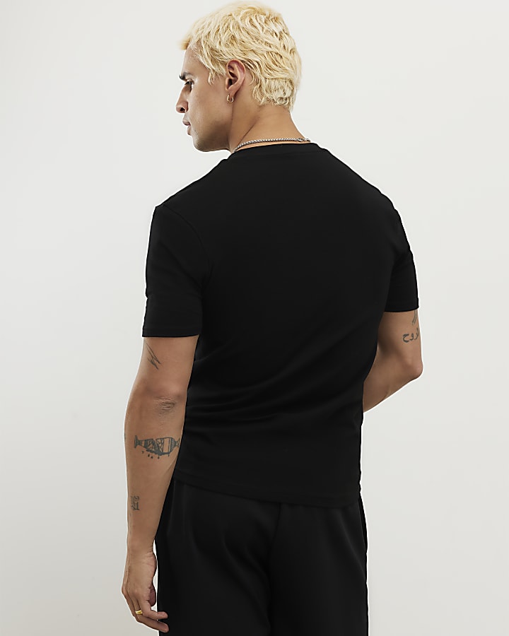Black Muscle Fit V Neck T-Shirt