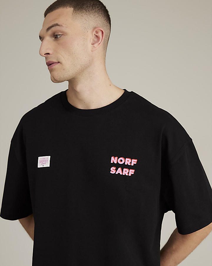 Real Hackney Dave Black Norf Sarf T-Shirt