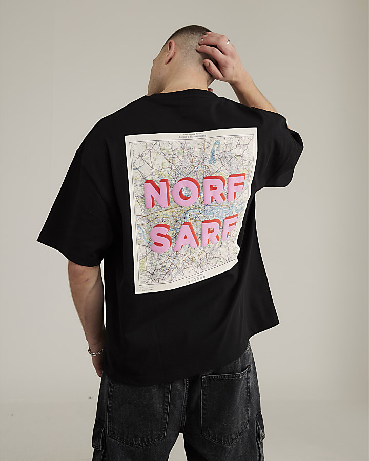 Real Hackney Dave Black Norf Sarf T-Shirt