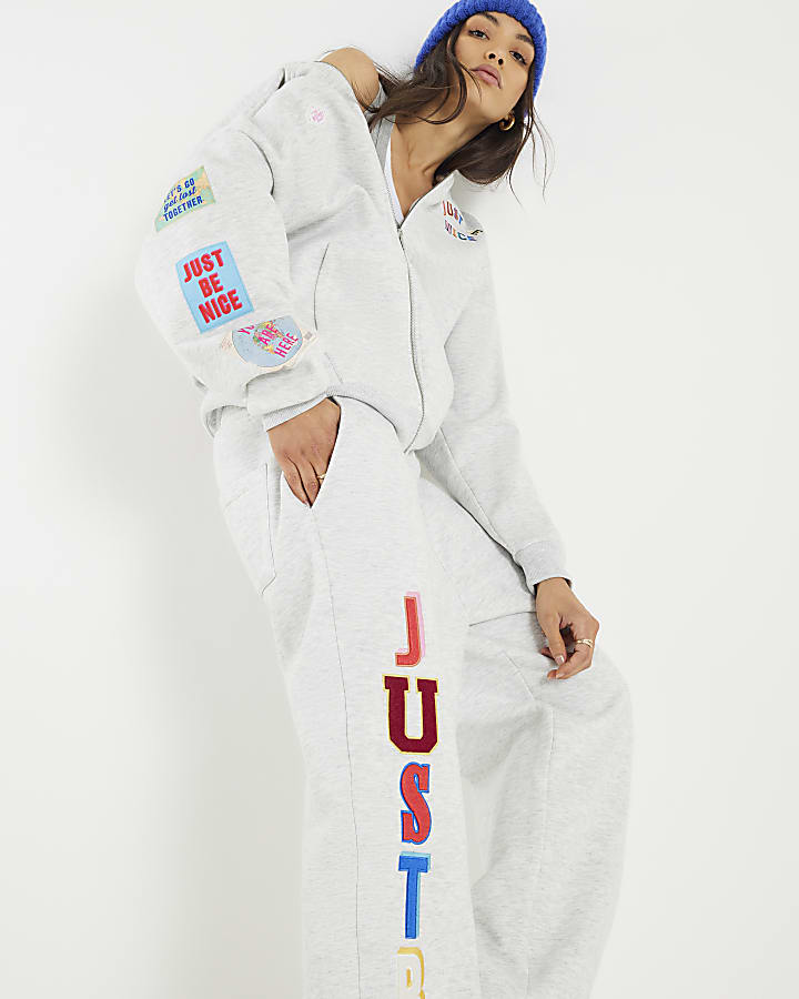 Real Hackney Dave Grey Badged Joggers