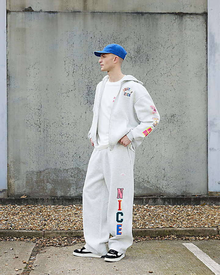 Real Hackney Dave Grey Badged Joggers