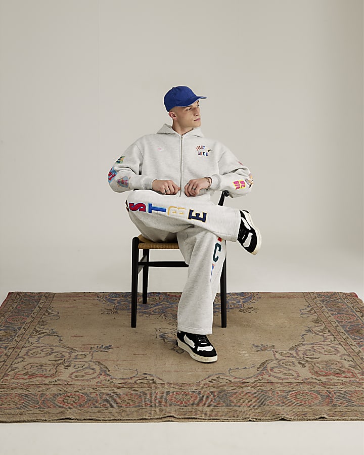 Real Hackney Dave Grey Badged Joggers