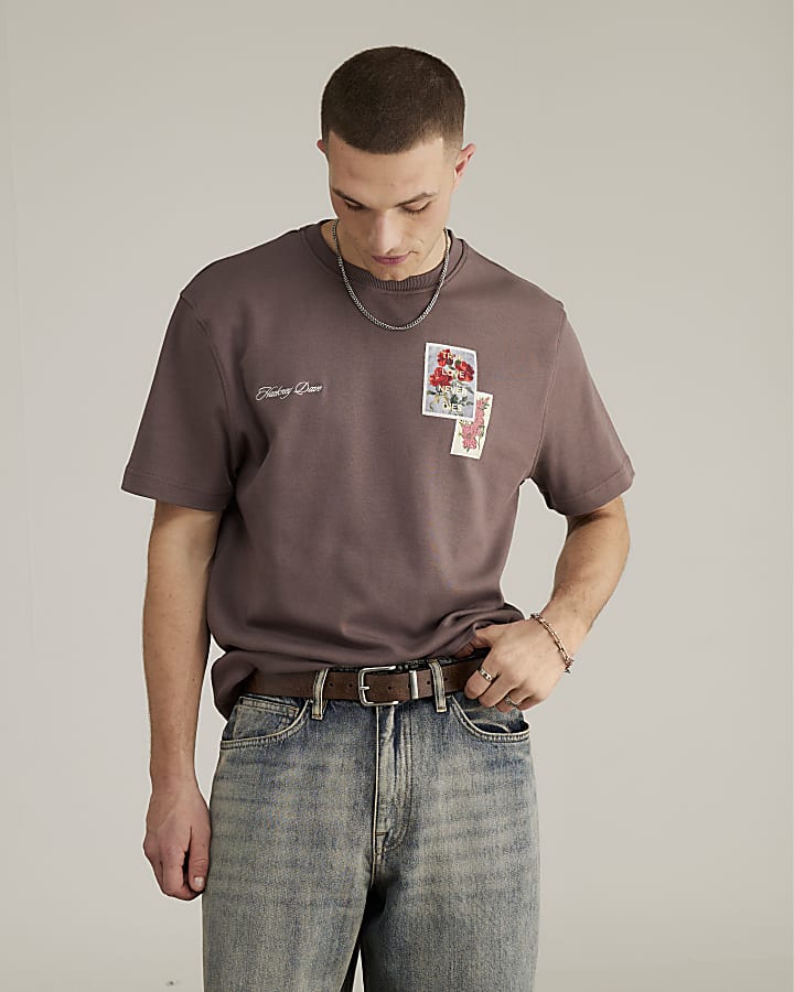 Real Hackney Dave Purple Floral T-shirt