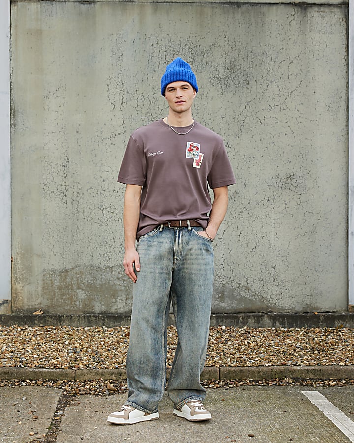 Real Hackney Dave Purple Floral T-shirt