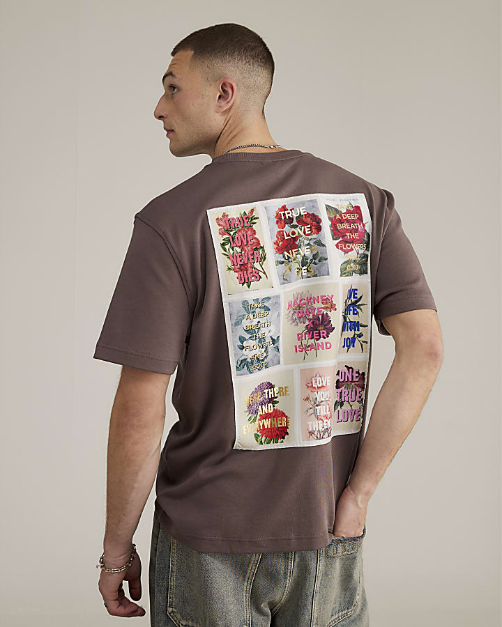 Real Hackney Dave Purple Floral T-shirt