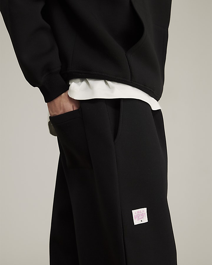 Real Hackney Dave Black Floral Joggers